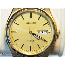 24) SEIKO MENS WATER RESISTANT 30M SOLAR GOLD