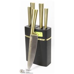 NEW LA SERA 5-PC GOLD BRUSHED KNIFE SET