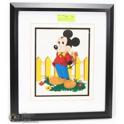 MICKEY MOUSE FRAMED MATTED AND SIGNED PICTURE.