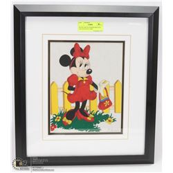 MINNIE MOUSE FRAMED MATTED AND SIGNED PICTURE.