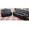 Image 1 : NEW BLACK LEATHERETTE RECLINING 81" SOFA WITH 61"