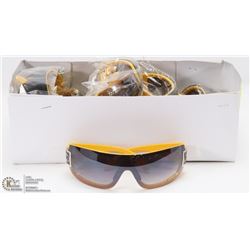 CASE OF DESIGNER SUNGLASSES, YELLOW FRAMES W/