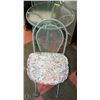 Image 2 : GREEN GLASS TOP BISTRO SET WITH 2 FOLDING CHAIRS &