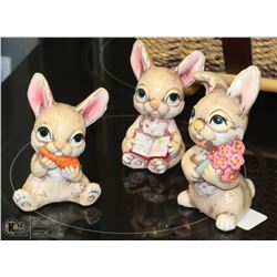 GROUP OF 3 MADE IN KOREA VINTAGE BUNNY ORNAMENTS