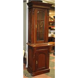 VINTAGE ALL WOOD CURIO CABINET 26" X 80"