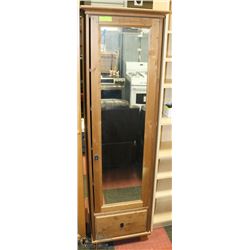 WOOD AND MIRROR ARMOIRE 19"X23"X73"H