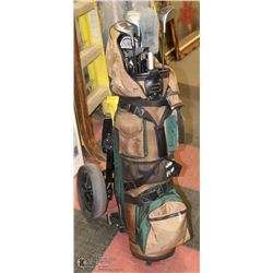 SET OF TOUR MAGIC GOLF CLUBS INCL BAG AND CADDY