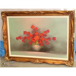 LARGE GOLD TONE FRAMED OIL ON CANVAS 43X31"