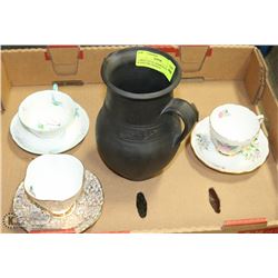 LOT OF ASSORTED TEA CUPS & SAUCERS, POTTERY