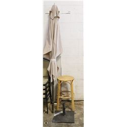 WICKER STOOL SOLD WITH PATIO UMBRELLA AND BASE