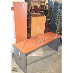 OFFICE DESK WITH CABINET AND BARLEY TWIST TABLE