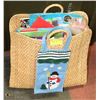 Image 1 : WICKER BAG 20"X18" FULL OF GIFT BAGS