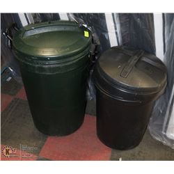 2 RUBBERMAID GARBAGE BINS WITH LIDS 33"X27"