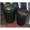 Image 1 : 2 RUBBERMAID GARBAGE BINS WITH LIDS 33"X27"