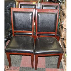 LOT OF 4 WOOD & LEATHERETTE CHAIRS