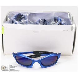 CASE OF DESIGNER SUNGLASSES, BLUE FRAMES & BLACK