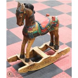 WOOD CARVED ROCKING 3' HORSE