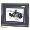 Image 1 : ROBERT DUNCAN FRAMED PICTURE - BOY & DOGS IN SNOW
