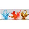 Image 1 : 3PC ORNATE AND COLORFUL ART GLASS DECOR PIECES