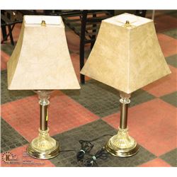 SET OF 2 GLASS AND METAL TABLE LAMPS