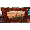 Image 1 : 48"x32" LARGE BURNT WOOD CARVED FRAME SHEEP
