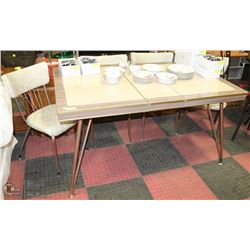 VINTAGE ARBORITE TABLE WITH LEAF AND 4 SIDECHAIRS