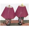 Image 1 : SET OF 2 BURGUNDY 1980'S TABLE LAMPS
