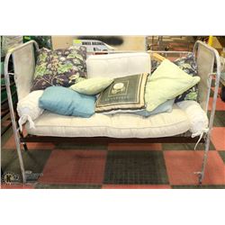 VINTAGE REFINISHED HALL WAY BENCH WITH CUSHIONS