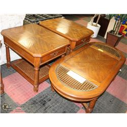 COFFEE TABLE AND 2 END TABLE SET