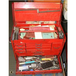 LARGE TOOL BOX FULL OF MILLWRIGHT TOOLS AND MORE