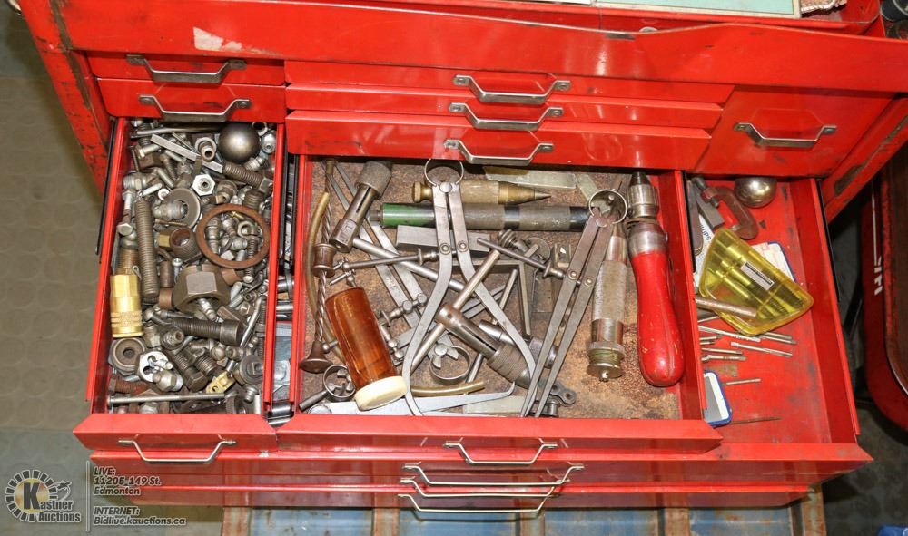 LARGE TOOL BOX FULL OF MILLWRIGHT TOOLS AND MORE