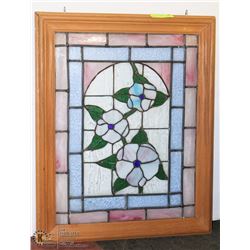 FRAMED STAINED GLASS WINDOW 20"X25"