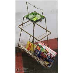 VINTAGE ASHTRAY STAND & MAGAZINES W/