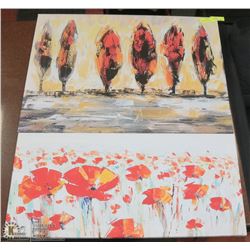 LOT OF 2 PRINTS FRAMED INCL "FEATHER LIKE" TREES