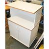 Image 1 : WHITE 2 SHELF 2 DOOR MICROWAVE STAND WITH WHEELS