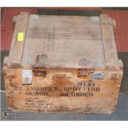 1953 BLACK POWDER WOOD BOX.