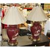 Image 1 : SET OF 2 WINE AND BEIGE TABLE LAMPS