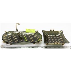 2PC VINTAGE SERVING SET, W/ GOLD BUTTERFLY DESIGN