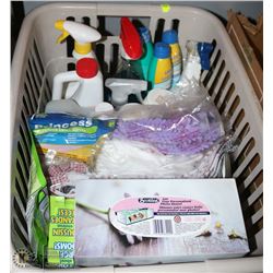 TOTE  OF CLEANING SUPPLIES