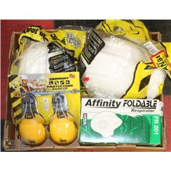 LARGE FLAT OF SAFETY GEAR - RESPIRATOR, 2 HARD