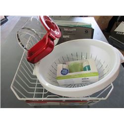 New Household Kitchen items / rubbermaid dish rack/coffee pot/tablecloth