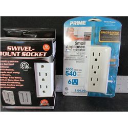 2 New surge protector sockets  1 swivel mount socket