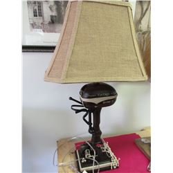 New Boat Motor Table Lamp with canvas cloth shade / great for man cave or den