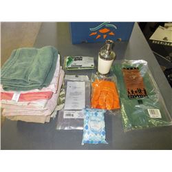 Large bundle of Household items / towels/dish gloves/shower curtain and more