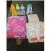 Image 1 : Bundle of New Baby Items / 2 blankets / crib sheet / 3 bottles / learner cup