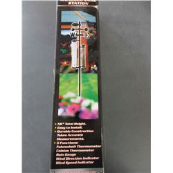 New 5  function Weather Vane Station / 56" tall / Rain Gauge / thermometer