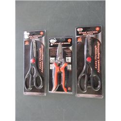 3 sets of New Scissors / 2 Magic Kitchen Shears / 1 Industrial stainless