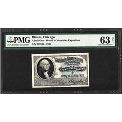 1893 World's Columbian Exposition Ticket PMG Choice Uncirculated 63 Net