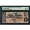 Image 1 : 1864 $5 Confederate States of America Note T-69 PMG Choice Extremely Fine 45