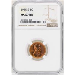 1955-S Lincoln Wheat Cent Coin NGC MS67RD